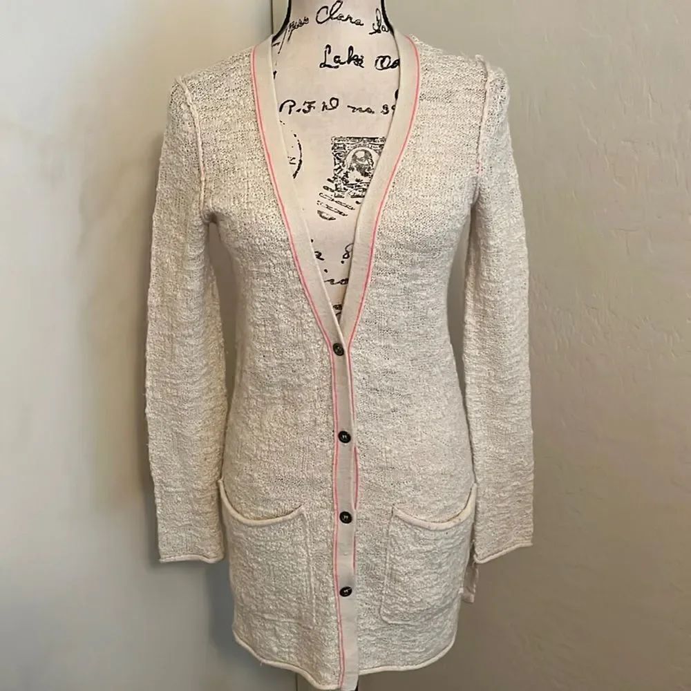 Free People Off White Sweater Cardigan Casual Feminine Academia Work Office